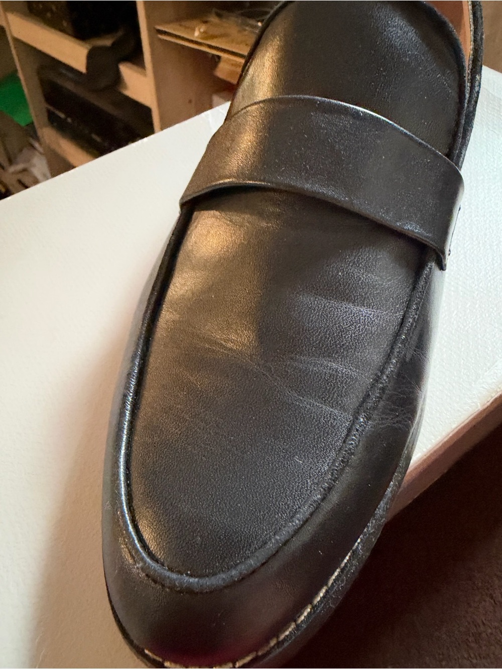 NWOT Women’s Black Leather Slip-On Loafer